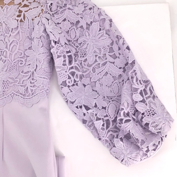 Lauren Ralph Lauren Light Purple Floral Lace 3/4 Sleeve Sheath Dress Size 4 - Picture 14 of 15